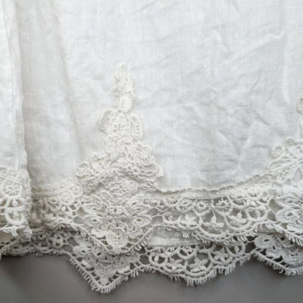 Bellambra Italian 100 Linen White Lace Detail  Sleeveless Blouse Women Small - Picture 4 of 11